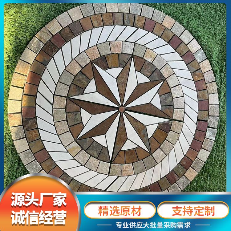 Garden, courtyard, floor tiles, mosaic mosaic, mosaic, stone, square flooring, Feng Shui Pan, Ming Rui