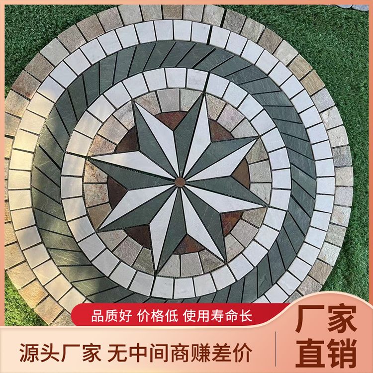 Outdoor garden, villa, courtyard, floor tile, gardening brick ring, circular pastoral feng shui plate, flower inlaid, and Mingrui