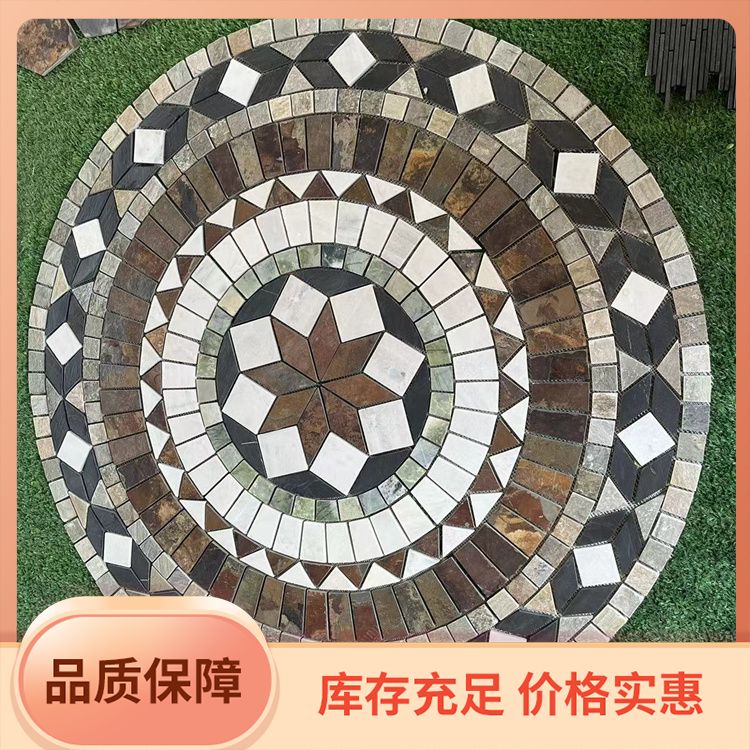 Outdoor garden, villa, courtyard, floor tile, gardening brick ring, circular pastoral feng shui plate, flower inlaid, and Mingrui