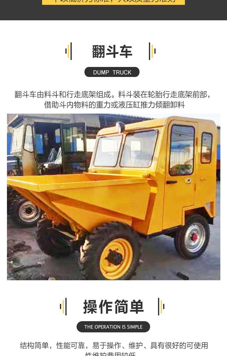 Xinyu Diesel Engineering Front Dump Truck Cement Concrete Iron Shed Trampoline FS-20 Front Dump Four Wheel Vehicle