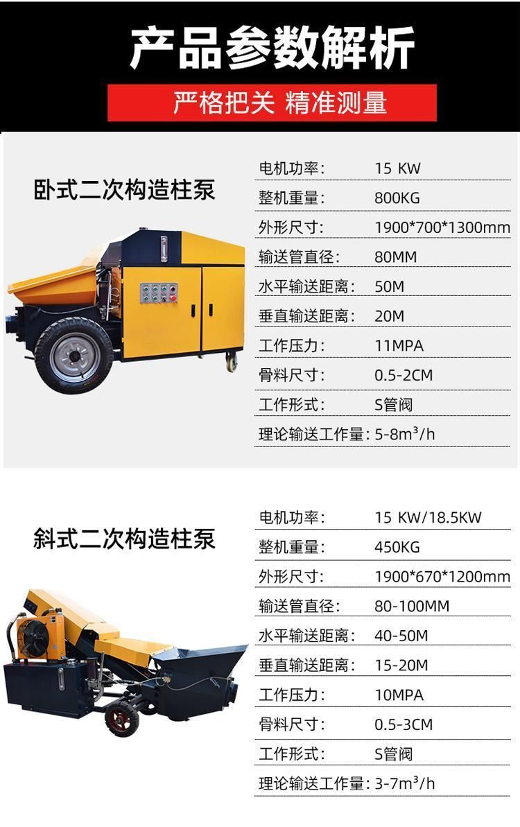Large particle concrete delivery pump, fine stone mortar concrete pump, 50 diesel ground pump, Nuocheng