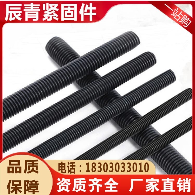 Trapezoidal thread screw, high-strength full thread stud, grade 8.8, grade 10.9 blackened full thread double head bolt