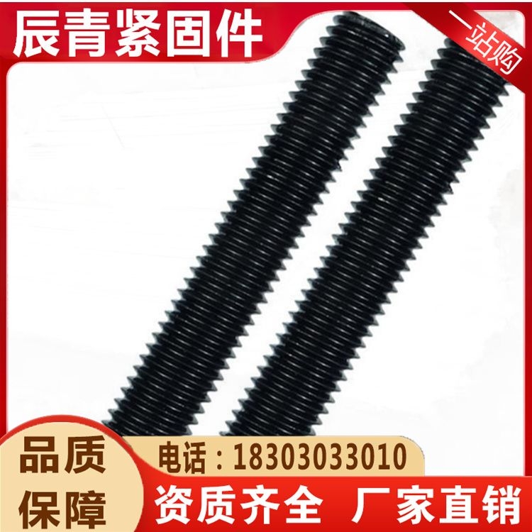 Trapezoidal thread screw, high-strength full thread stud, grade 8.8, grade 10.9 blackened full thread double head bolt