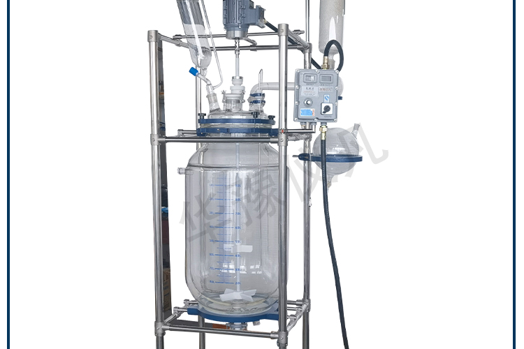 Explosion proof vacuum double-layer glass reaction kettle distillation extraction purification stirring device