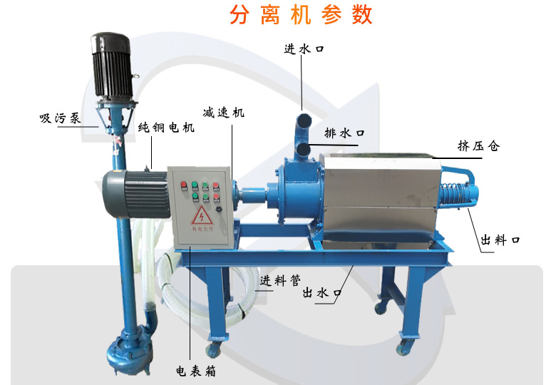 Pig manure dry and wet separator, pig farm, pig farm, stainless steel solid-liquid separation, chicken manure, cow manure dewatering machine