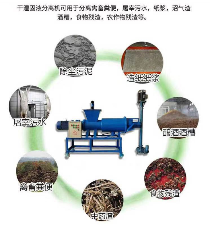 Pig manure dry and wet separator, pig farm, pig farm, stainless steel solid-liquid separation, chicken manure, cow manure dewatering machine