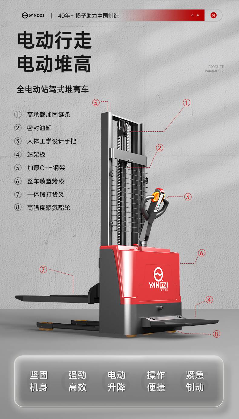 Yangzi Electric Fork Station Driving Stacking Car 1.5 Ton Hydraulic Handling Stacking Car Lifting Car PSP