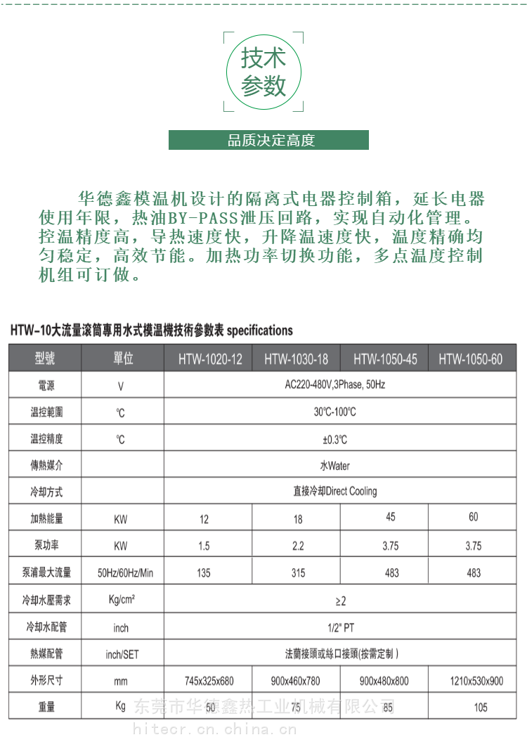 70 ° C water temperature machine, 130 ° C oil mold temperature machine, non-standard customization by Huadexin