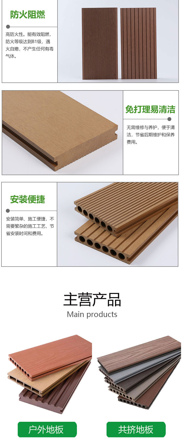 Baiqiwei Garden Wood Plastic Flooring Post Paint Free Maintenance Installation Guide Customization Service