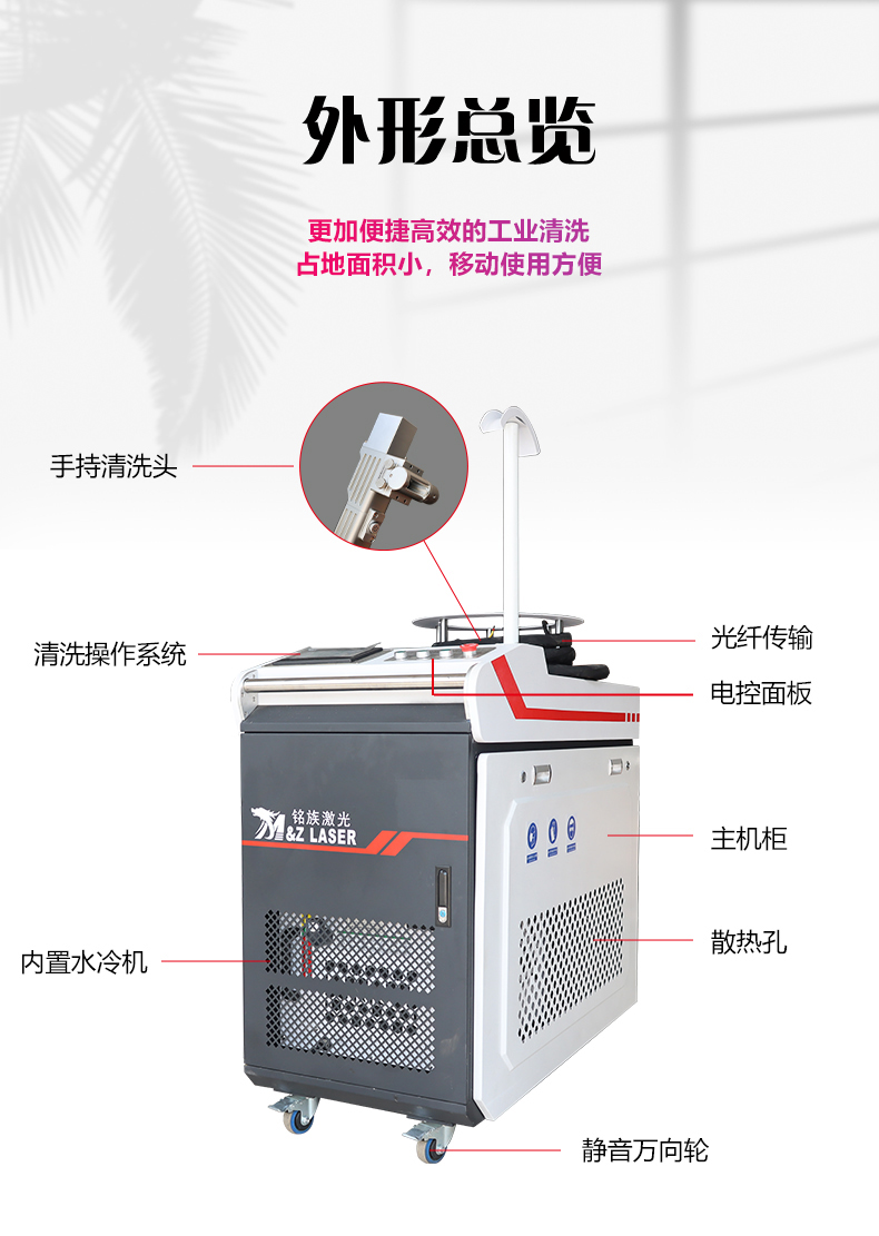 Ming family paired with robotic arm laser cleaning and rust removal machine for rapid shipment of oil stains and product residues