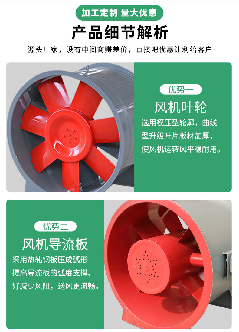 High power HTF axial flow fire exhaust fan, shopping mall garage exhaust, Yiji Company