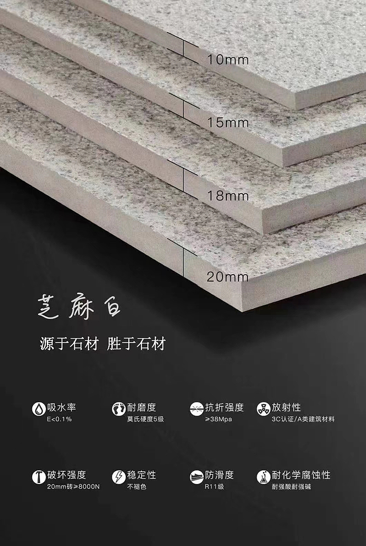 Imitation granite ceramic tile with strong load-bearing capacity, square pavement, night snow Huixintong