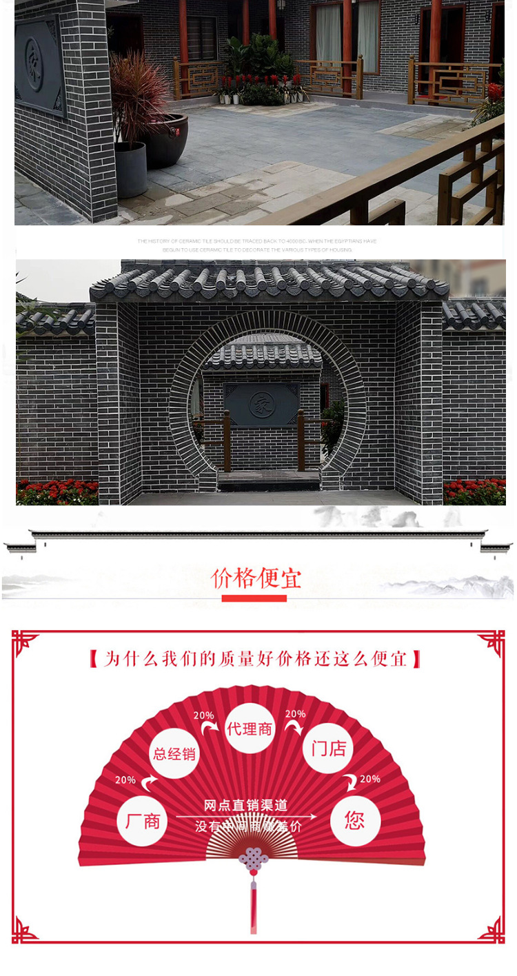 clean water walls non fading six sided glossy blue bricks Chinese style antique brick, antique wall brick