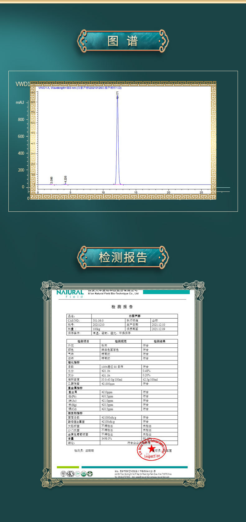 Food grade raw material Astragalus trioxide fermentation type Res source manufacturer customized specification Resveratrol 98%