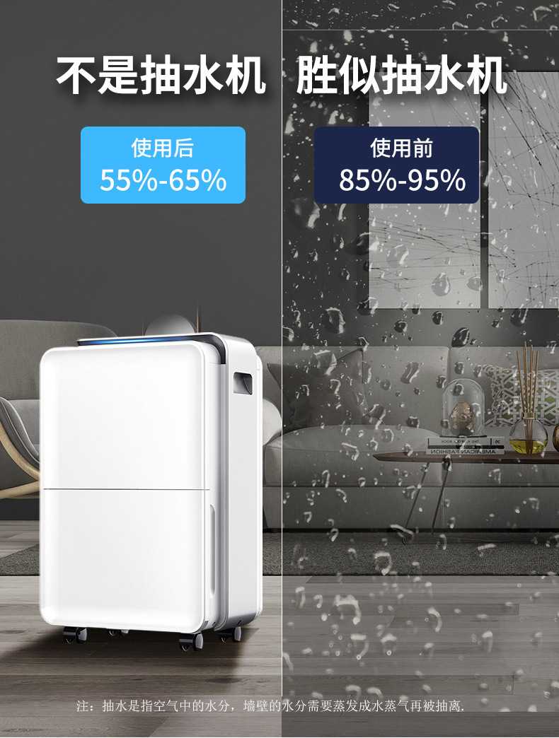 Ruiwang 30L Dehumidifier Household Indoor High Power Intelligent Silent Drying Basement Commercial Dehumidifier