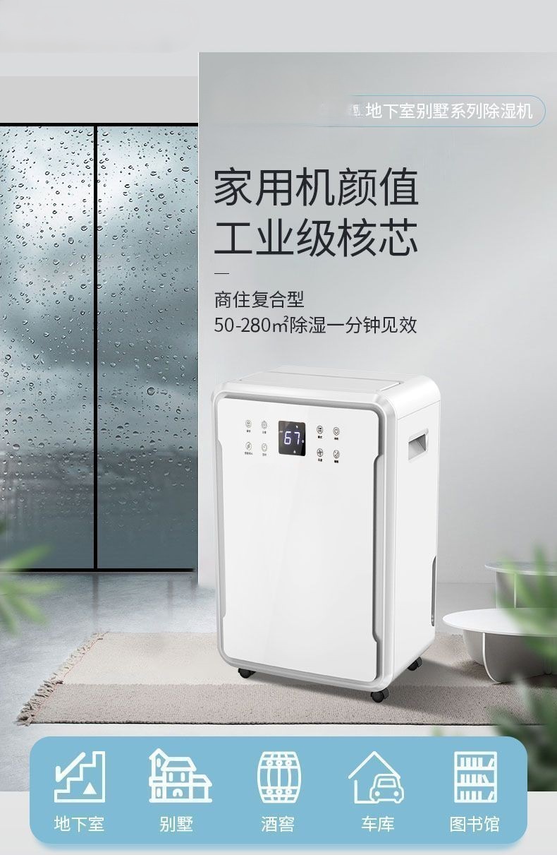 Ruiwang 60L dehumidifier household dehumidifier industrial silent dehumidifier high-power villa dehumidifier