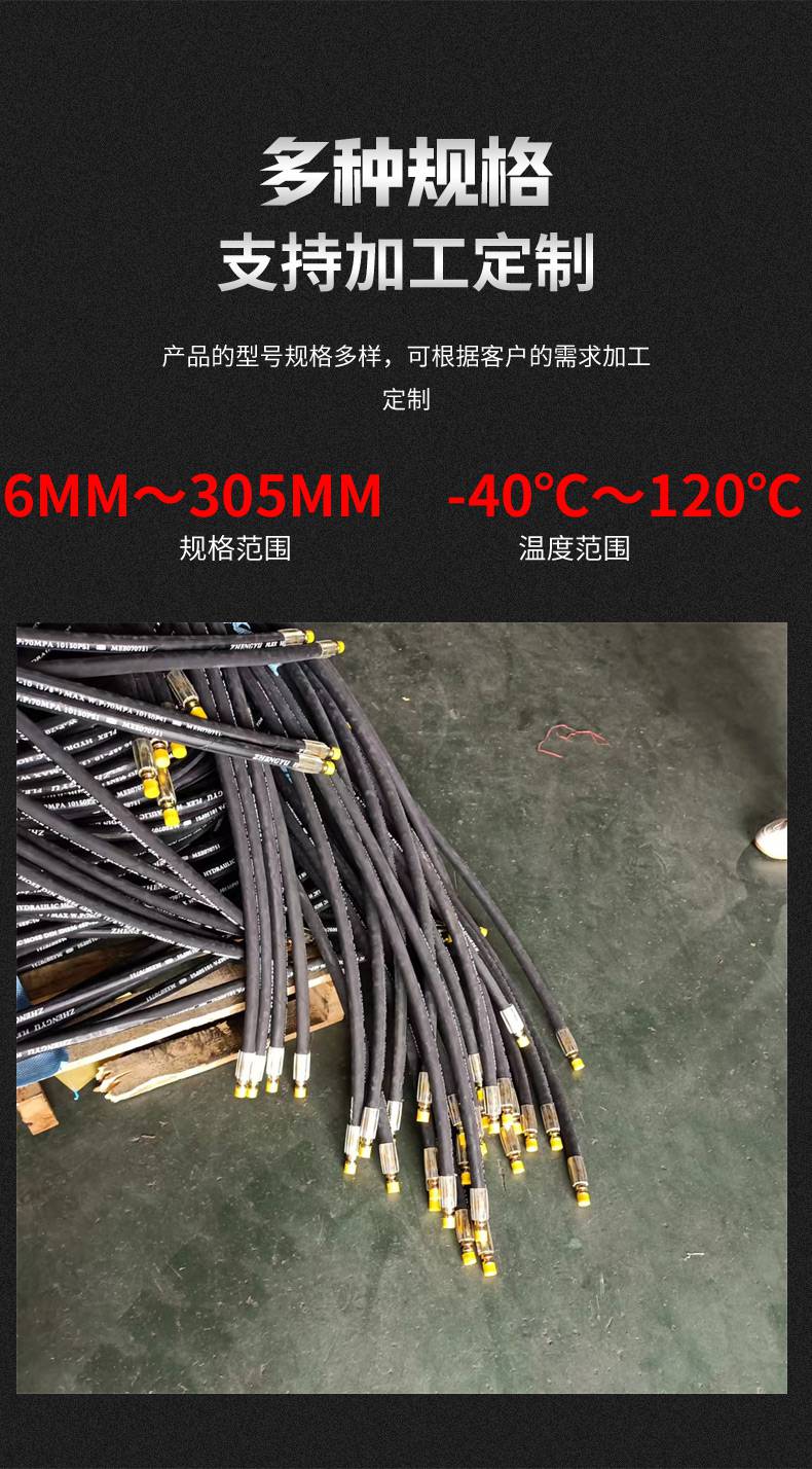 Equipment specific hydraulic high-pressure oil pipe, steel wire braided rubber hose, large diameter winding hose