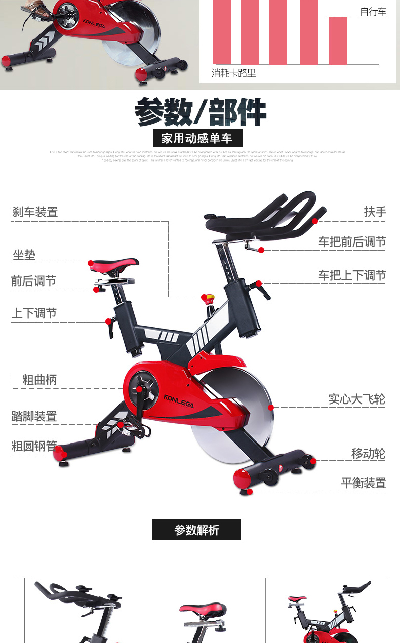 Kanglejia K8923-2 Dynamic Bike Home Silent Indoor Fitness Bike Gym Bicycle Fitness Equipment