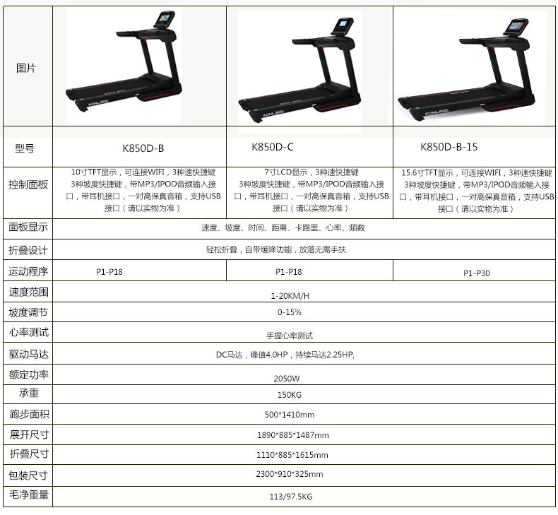 Kanglejia K850D-B/C Large Commercial Electric Treadmill Household Silent Gym Special Fitness Equipment