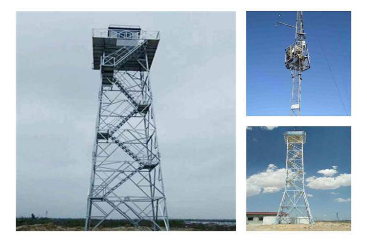 10 meters, 15 meters, 18 meters forest fire prevention video monitoring tower, wetland observation, mountaintop observation steel structure tower