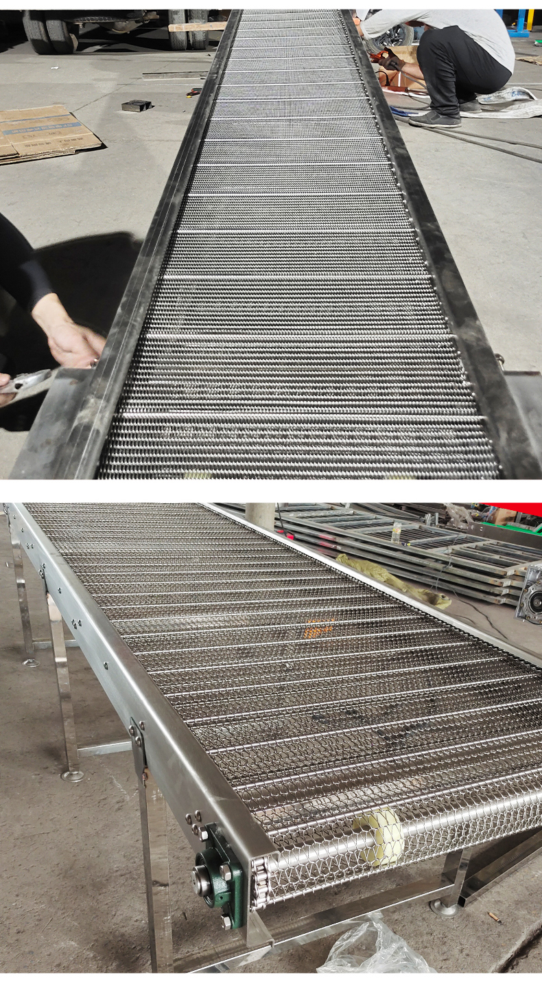 Xinshuntong stainless steel mesh belt conveyor wear-resistant and corrosion-resistant grain, fruit and vegetable belt cleaning assembly line