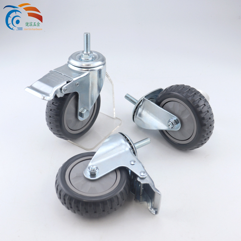 Medium-sized PVC casters with silent universal wheels, brake screws, gray shelves, cart wheels, display cabinets, pulleys, rollers