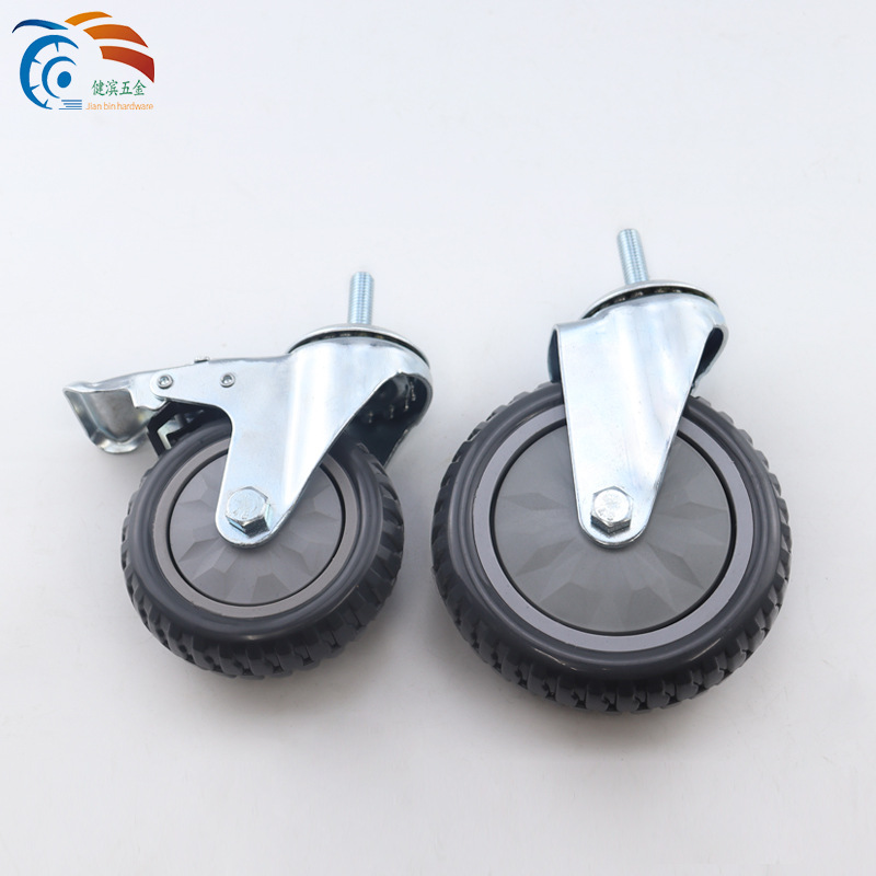 Medium-sized PVC casters with silent universal wheels, brake screws, gray shelves, cart wheels, display cabinets, pulleys, rollers