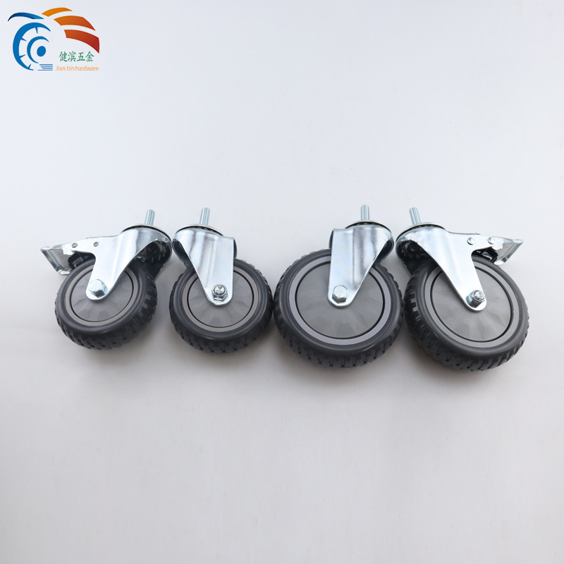 Medium-sized PVC casters with silent universal wheels, brake screws, gray shelves, cart wheels, display cabinets, pulleys, rollers