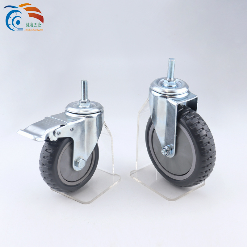 Medium-sized PVC casters with silent universal wheels, brake screws, gray shelves, cart wheels, display cabinets, pulleys, rollers