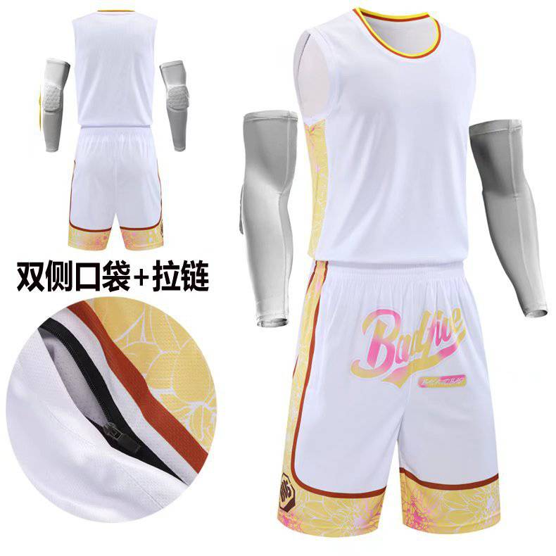 Men's and women's basketball jersey set, jersey printing, group purchase, training jersey, tank top, team jersey with zipper on both sides pockets