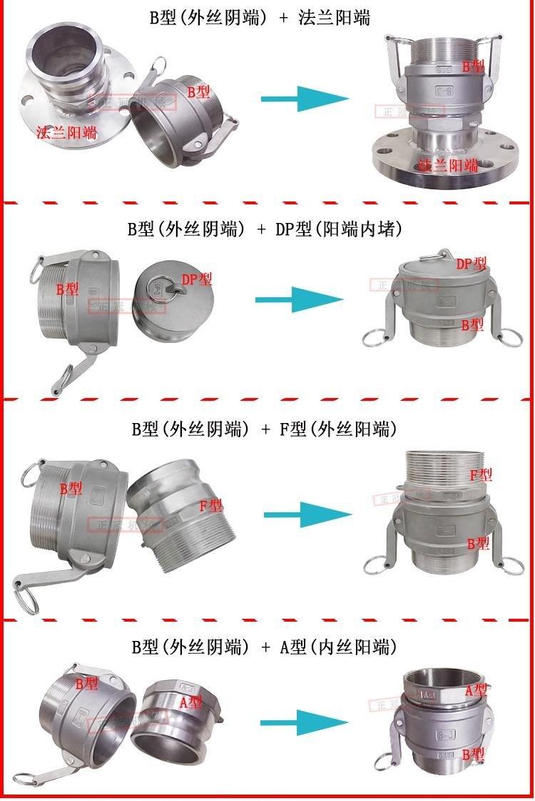 Stainless steel 304 quick connector oil pump conversion pipe connector internal thread female head external thread female end D type 1.2 inch B type