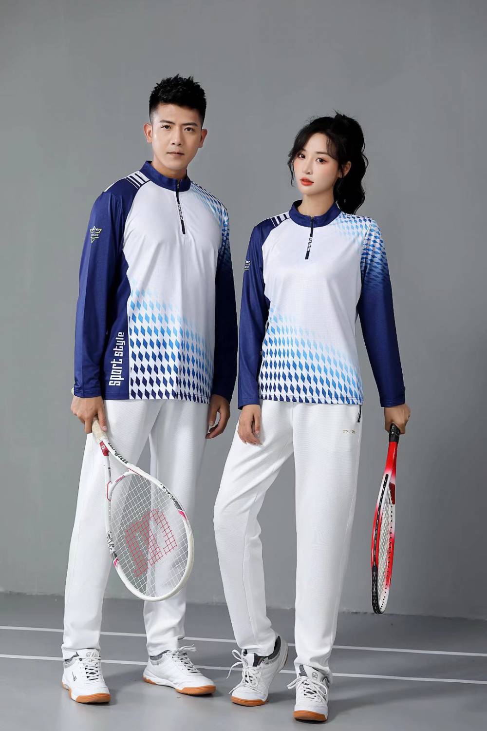 Quick drying autumn  winter long sleeved table tennis badminton jacket top casual sports volleyball half zipper