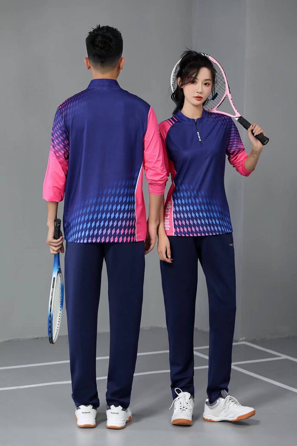 Quick drying autumn  winter long sleeved table tennis badminton jacket top casual sports volleyball half zipper