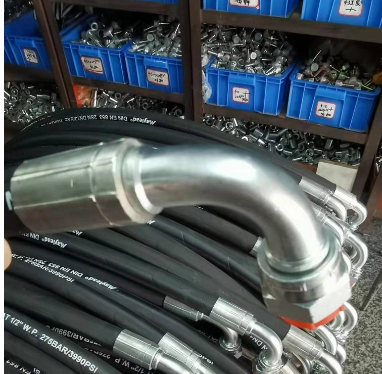 Steel wire woven hydraulic hose engineering machinery assembly High pressure hose Mining rubber tubing