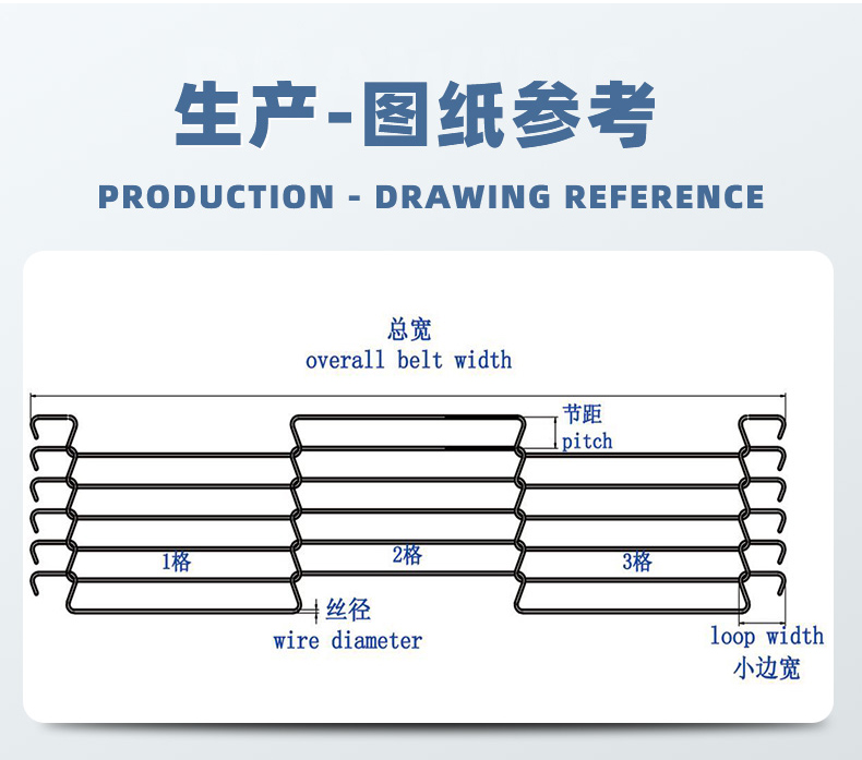 Jiayu B mesh belt manufacturer, flour cake packaging conveyor, conveyor belt, high temperature resistant and not easily deformed