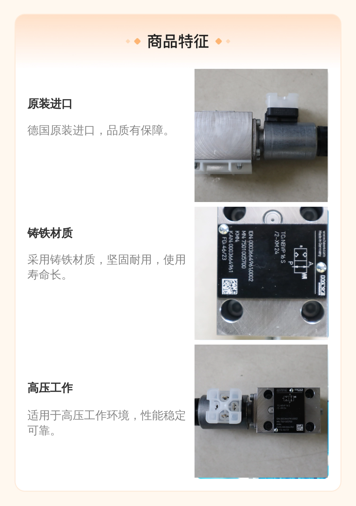 HAWE哈威原装进口NBVP16S/2-XM24型号蓝色铸铁液压阀