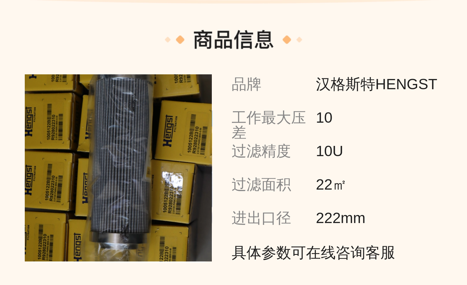 R9280022310 2.0130 PWR3-B00-0-M 1005122B 德国汉格斯特HENGST滤芯