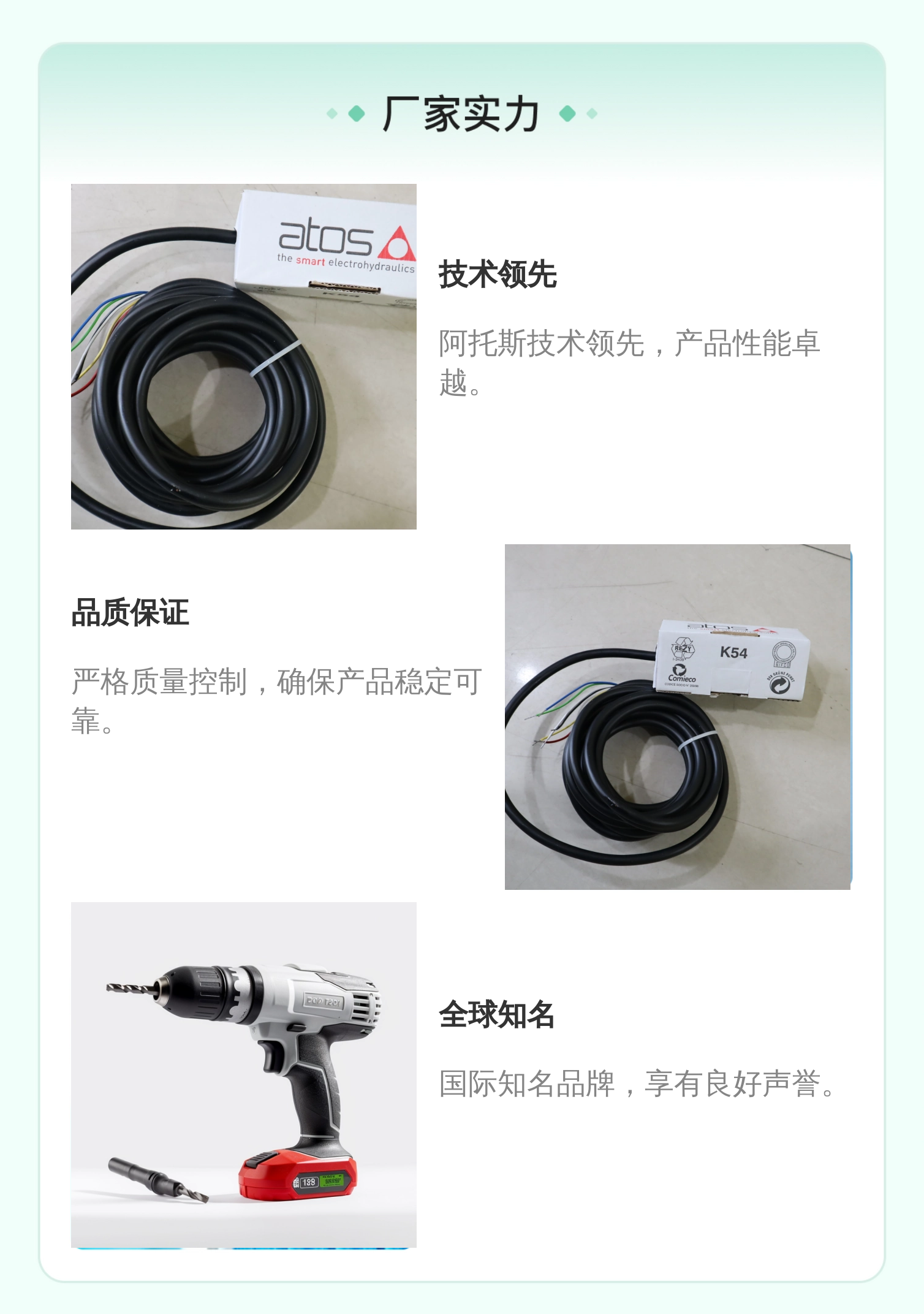 E-MI-AS-IR-01H 11 意大利阿托斯ATOS放大器加电缆线