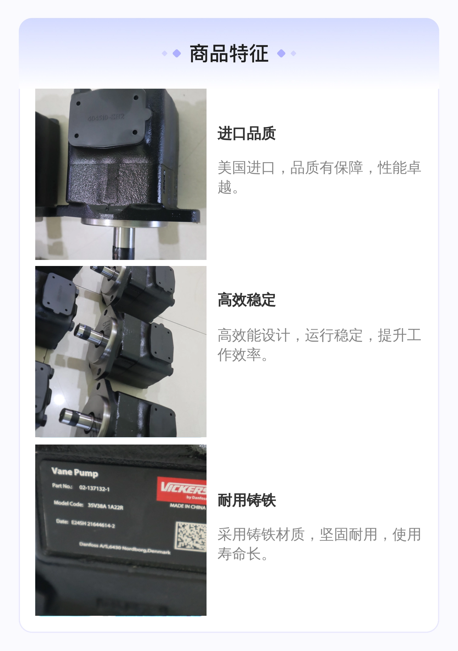 威格士VICKERS进口蓝色叶片泵35V38A1A22R液压系统用