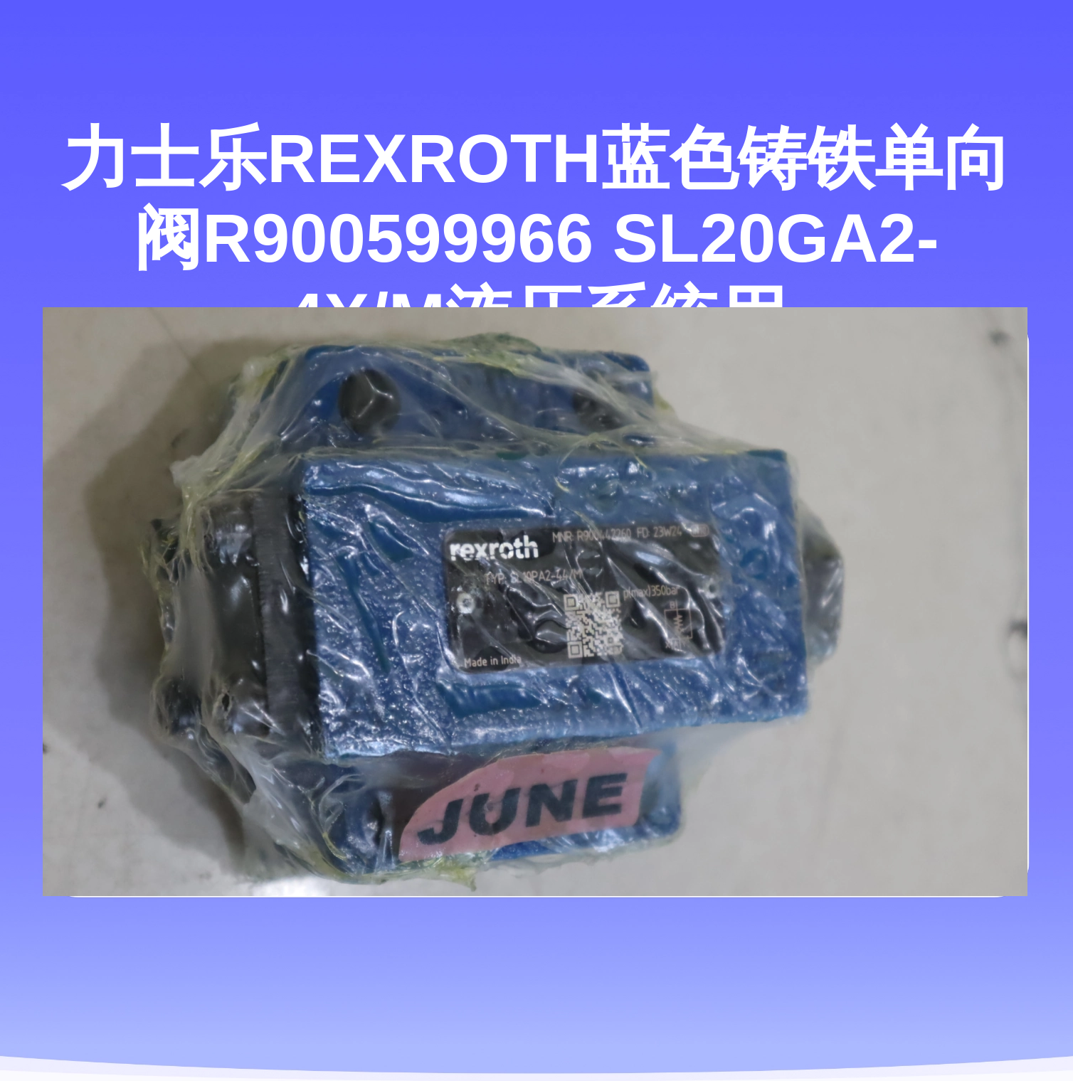 力士乐REXROTH蓝色铸铁单向阀R900599966 SL20GA2-4X/M液压系统用