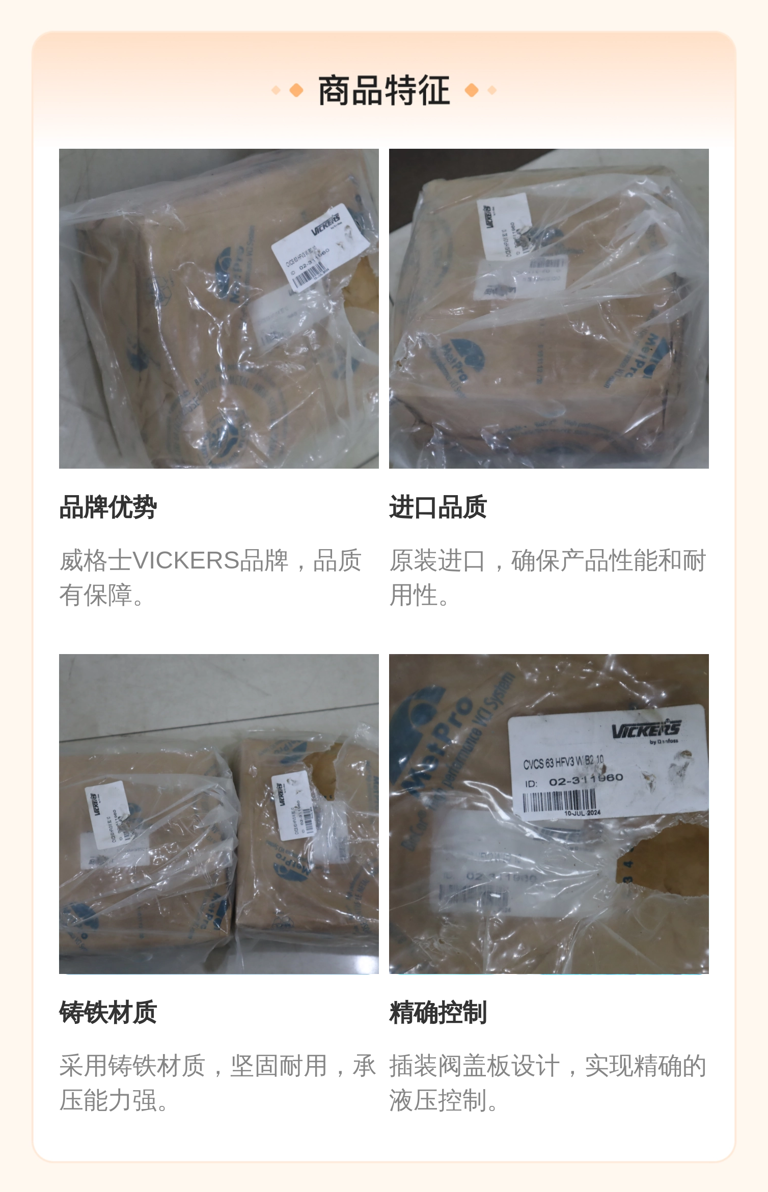 02-311960 CVCS 63 HFV3 WB2 10 美国伊顿EATON威格士VICKERS插装阀盖板