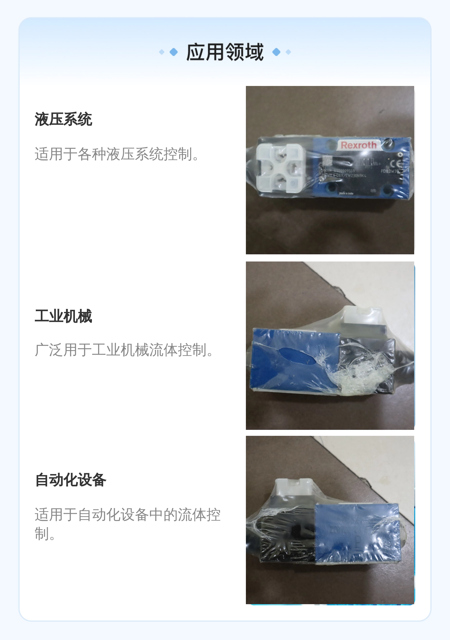 德国力士乐REXROTH蓝色铸铁电磁阀R900909559