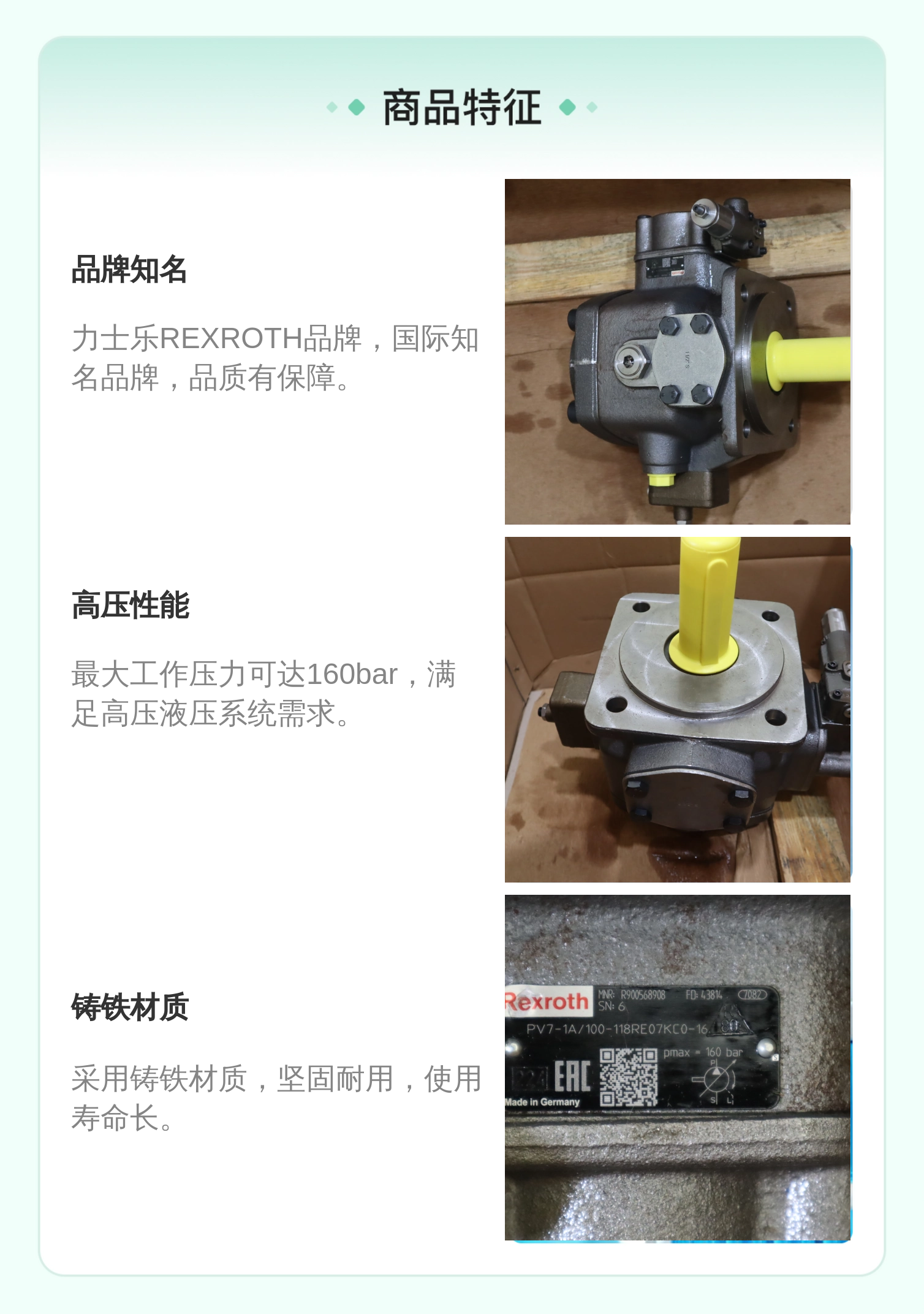 力士乐REXROTH蓝色铸铁齿轮泵叶片泵 R900568908型号