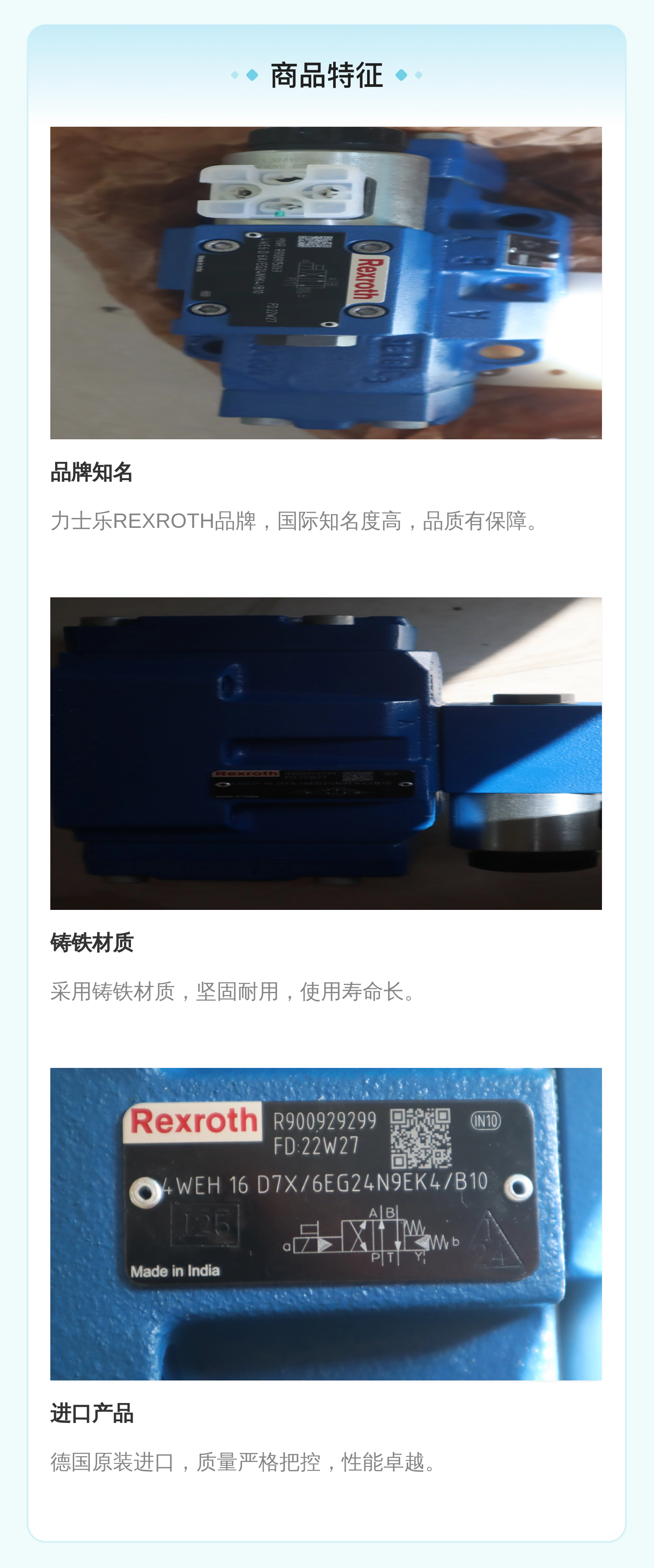 力士乐REXROTH R900929299型号电液阀 蓝色铸铁材质
