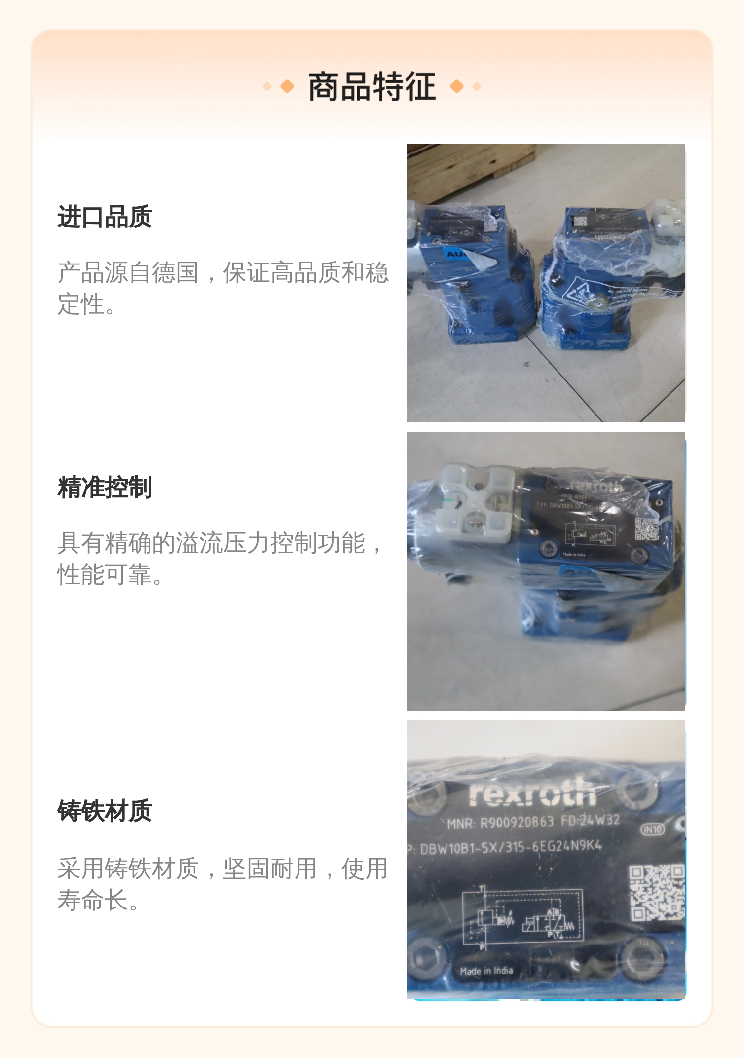 DBW10B1-5X/315-6EG24N9K4 R900920863 德国力士乐REXROTH溢流阀