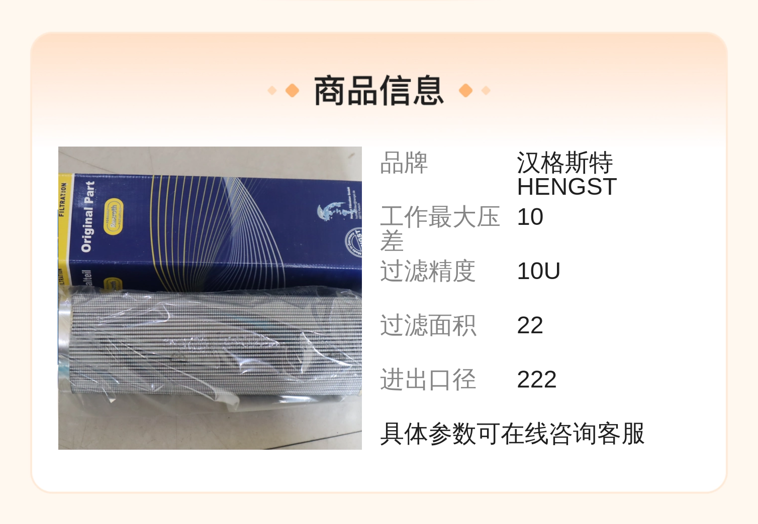 R928006871 2.0250 PWR6-B00-0-M 滤芯 10U精度 22㎡过滤面积