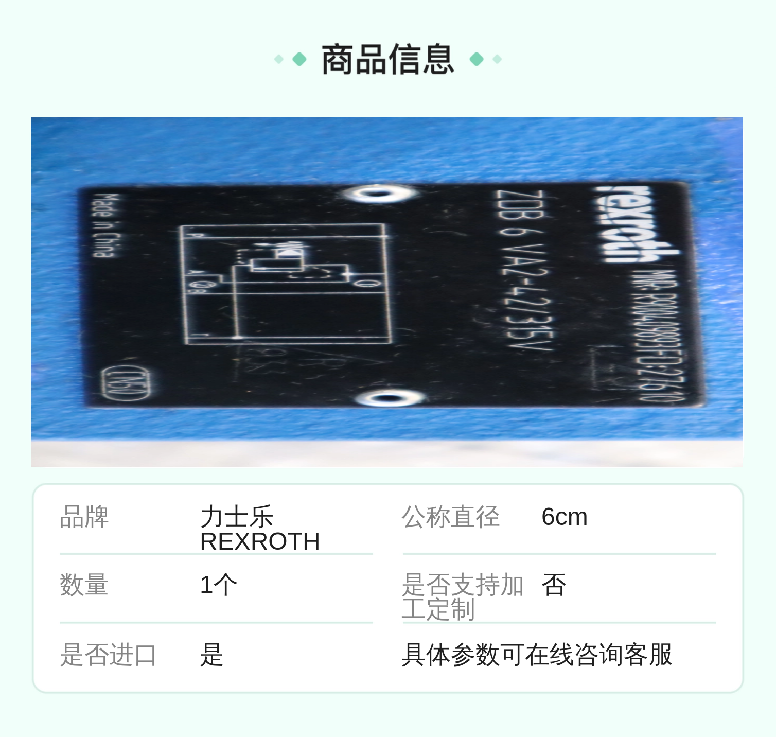 力士乐REXROTH ZDB6VA2系列铸铁溢流阀 公称直径6cm