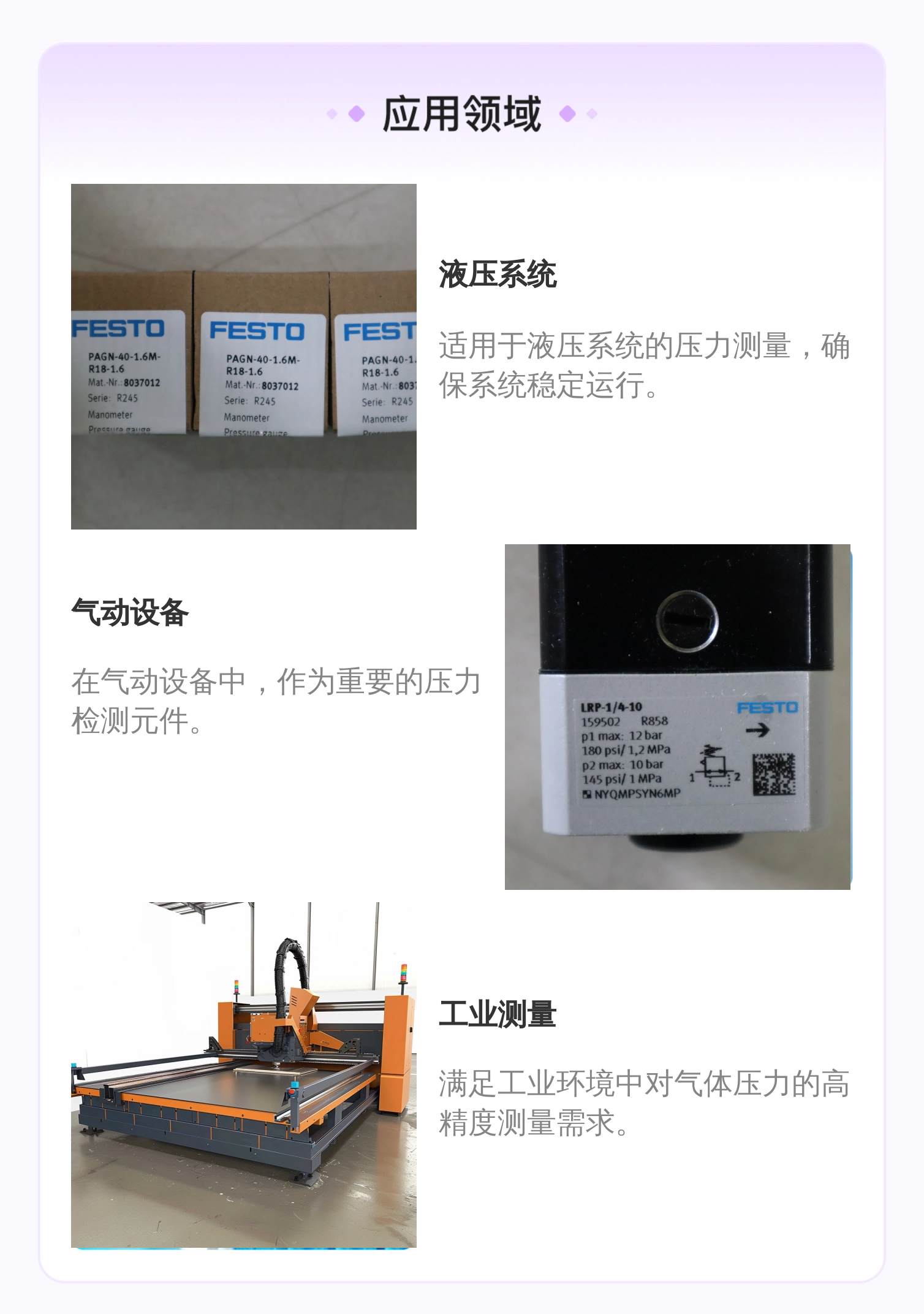 费斯托FESTO气动阀压力表PAGN-40-1.6M-R18-1.6 8037012
