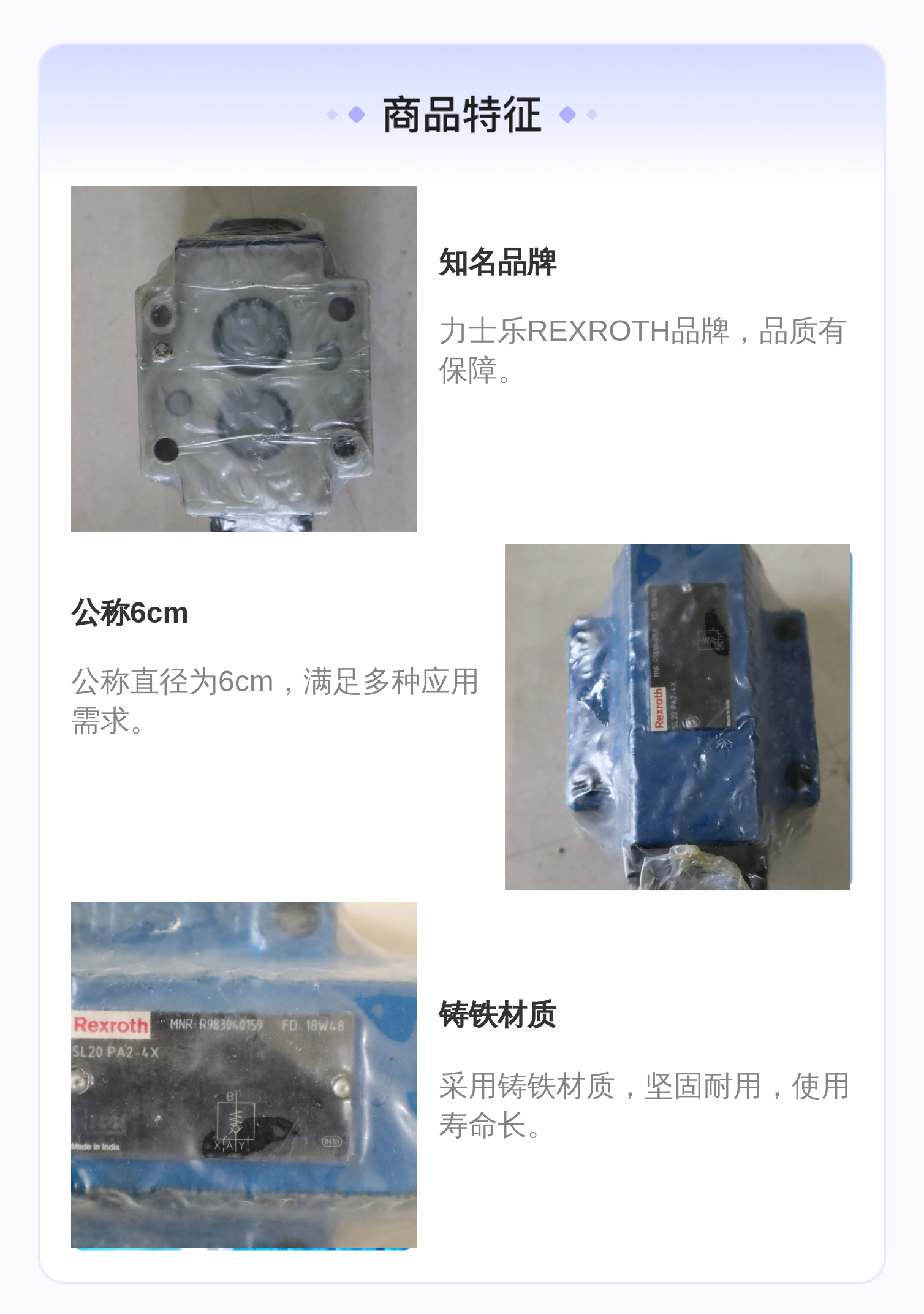 力士乐REXROTH SL系列比例阀 公称6cm 铸铁材质 进口蓝色