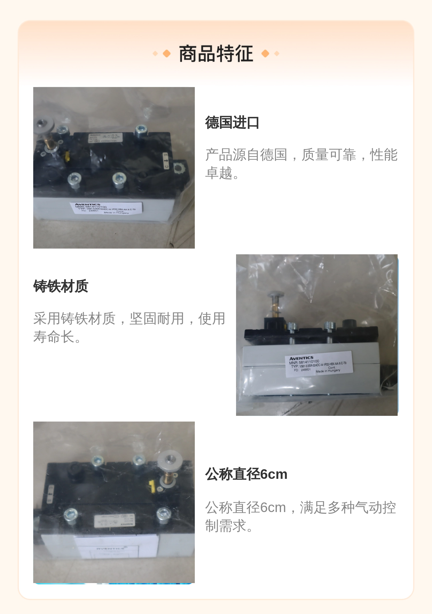 德国安沃驰AVENTics 5814110100 V581-5/2sr-024dc 气动阀